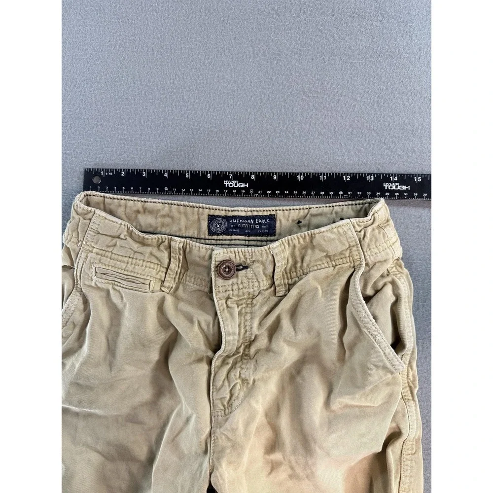 Y2K American Eagle Longer Length Shorts Mens 28 Beige Chino 11 Inseam